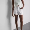 Cotton denim front-pocket shorts