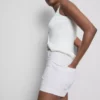 Cotton denim front-pocket shorts
