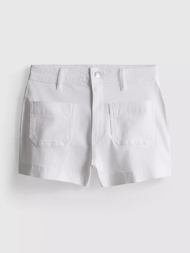 Cotton denim front-pocket shorts