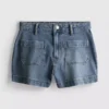 Cotton denim front-pocket shorts