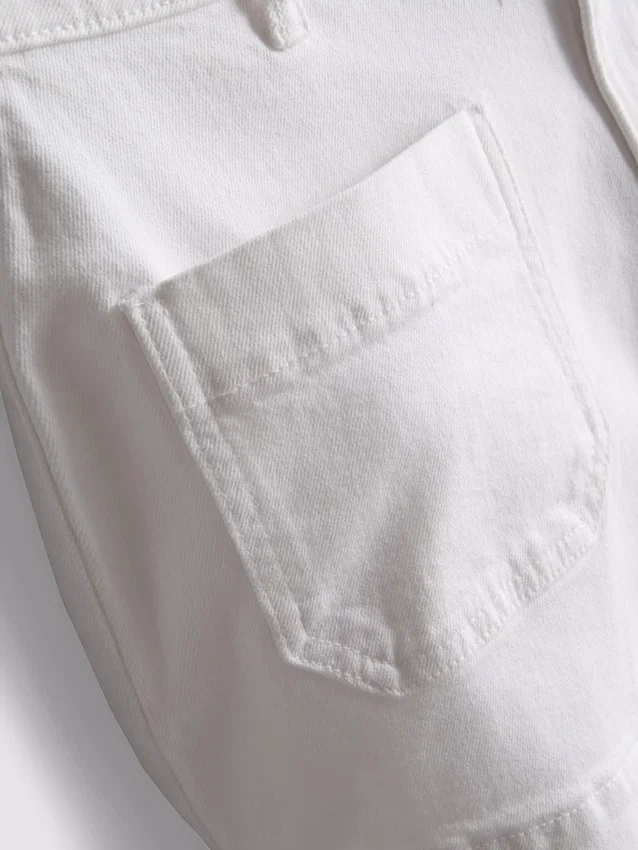 Cotton denim front-pocket shorts