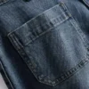 Cotton denim front-pocket shorts