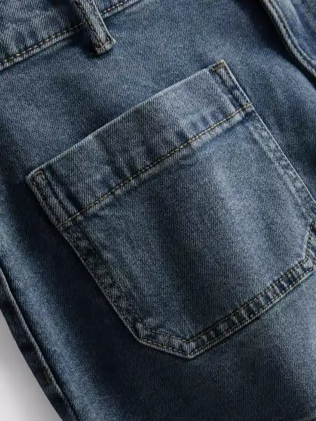 Cotton denim front-pocket shorts