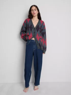 Cotton denim high waisted tapered jeans