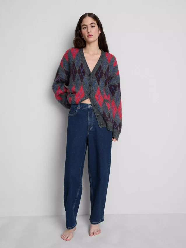 Cotton denim high waisted tapered jeans