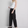 Cotton denim high waisted tapered jeans