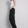 Cotton denim high waisted tapered jeans
