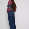 Cotton denim high waisted tapered jeans