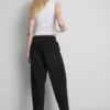 Cotton denim high waisted tapered jeans