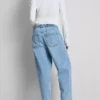 Cotton denim high waisted tapered jeans
