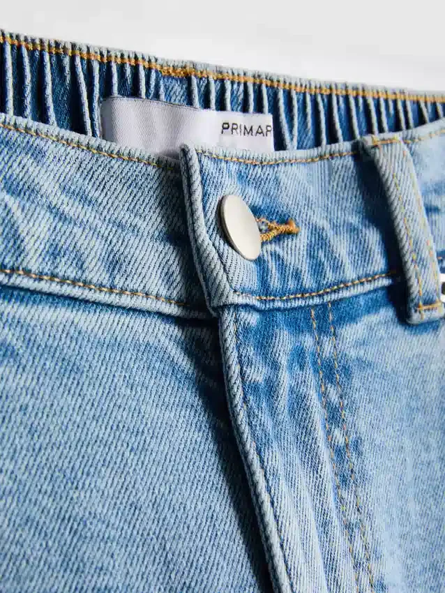 Cotton denim high waisted tapered jeans