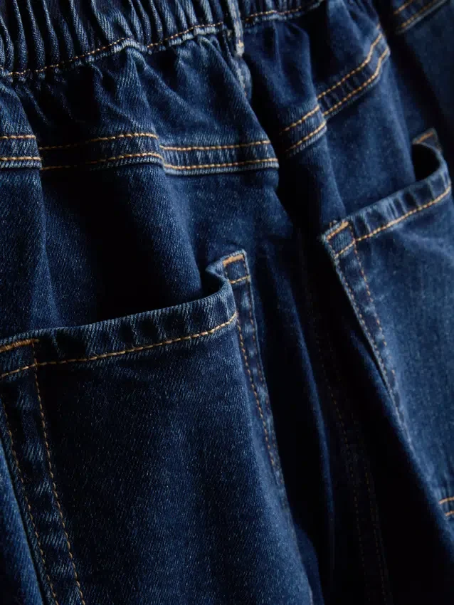 Cotton denim high waisted tapered jeans