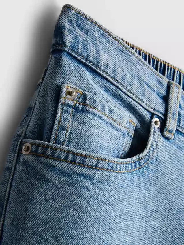 Cotton denim high waisted tapered jeans