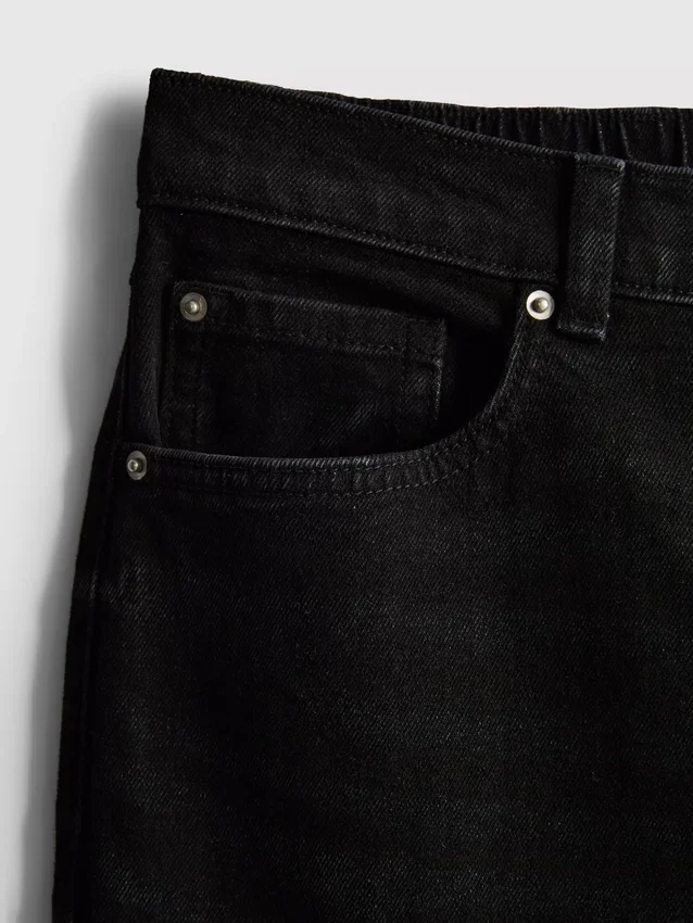Cotton denim high waisted tapered jeans