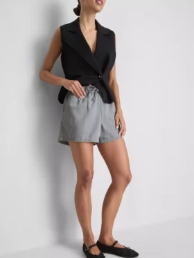 Cotton denim jogger shorts