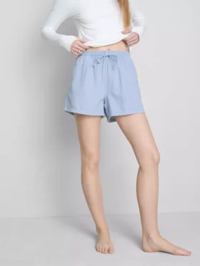Cotton denim jogger shorts