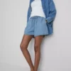 Cotton denim jogger shorts
