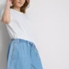 Cotton denim jogger shorts