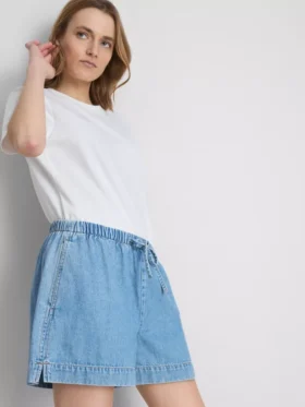 Cotton denim jogger shorts