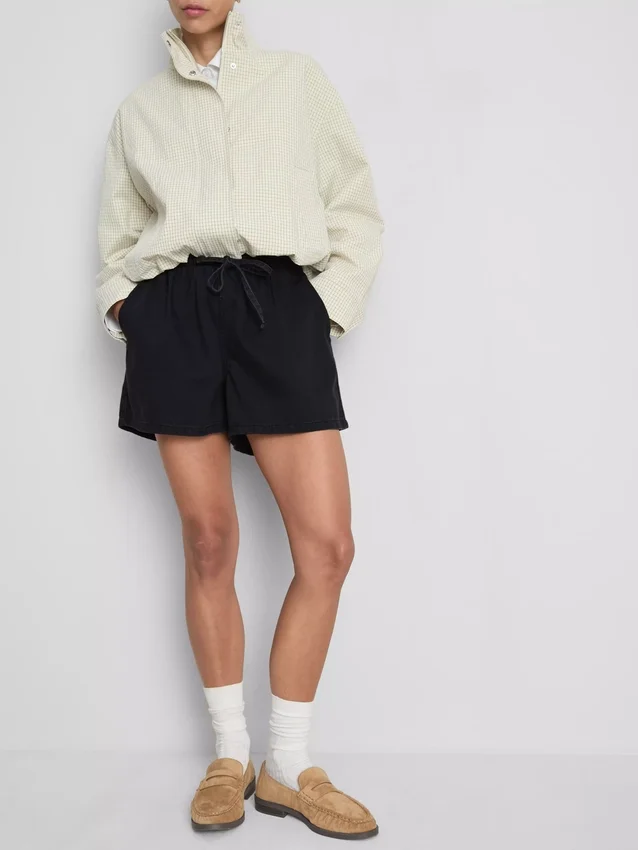 Cotton denim jogger shorts