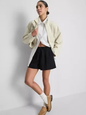 Cotton denim jogger shorts