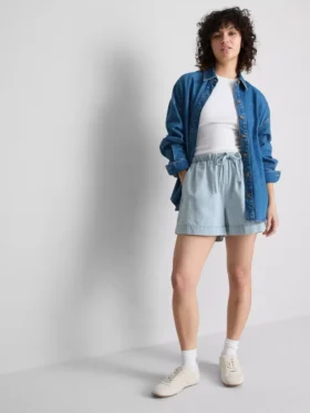 Cotton denim jogger shorts