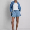 Cotton denim jogger shorts