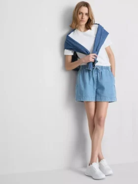 Cotton denim jogger shorts