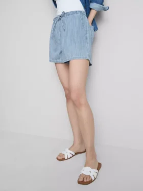 Cotton denim jogger shorts