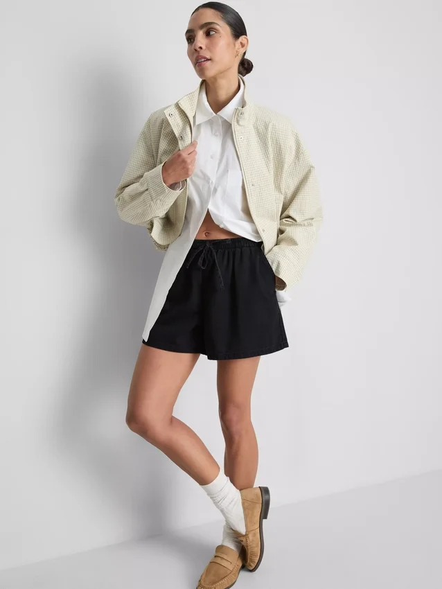 Cotton denim jogger shorts