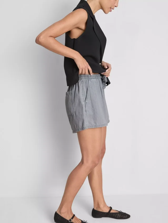 Cotton denim jogger shorts