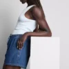 Cotton denim jogger shorts