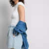 Cotton denim jogger shorts