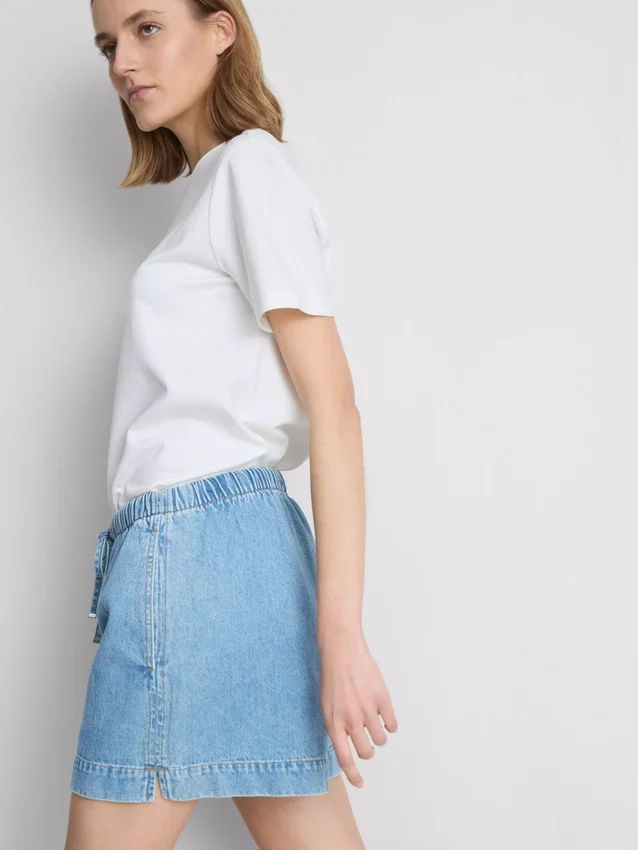 Cotton denim jogger shorts