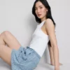 Cotton denim jogger shorts