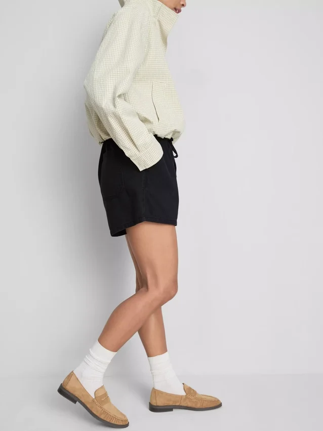 Cotton denim jogger shorts