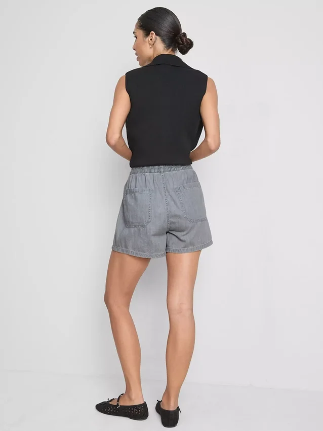 Cotton denim jogger shorts
