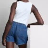 Cotton denim jogger shorts
