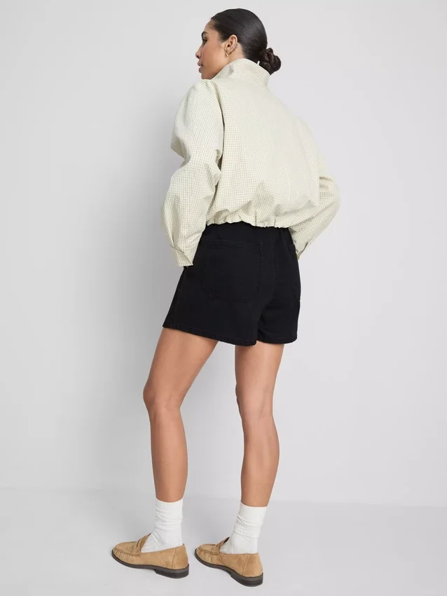 Cotton denim jogger shorts