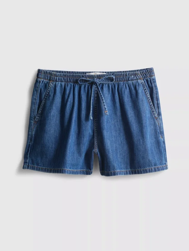 Cotton denim jogger shorts