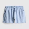 Cotton denim jogger shorts