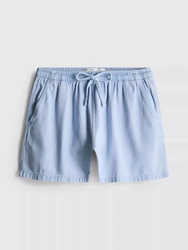 Cotton denim jogger shorts