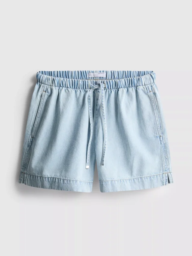 Cotton denim jogger shorts