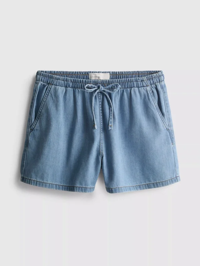 Cotton denim jogger shorts