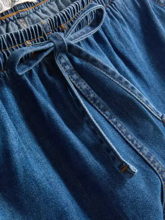 Cotton denim jogger shorts