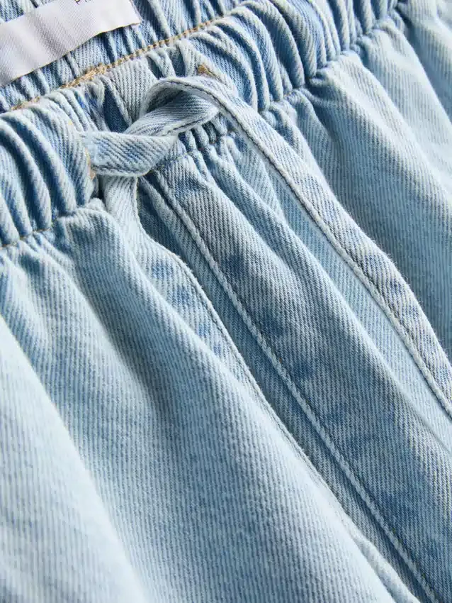 Cotton denim jogger shorts