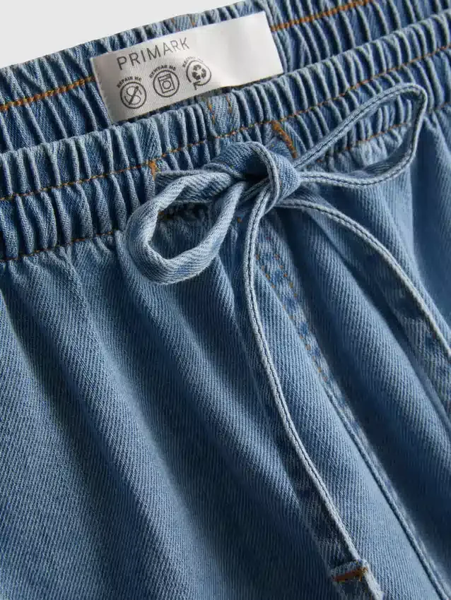 Cotton denim jogger shorts