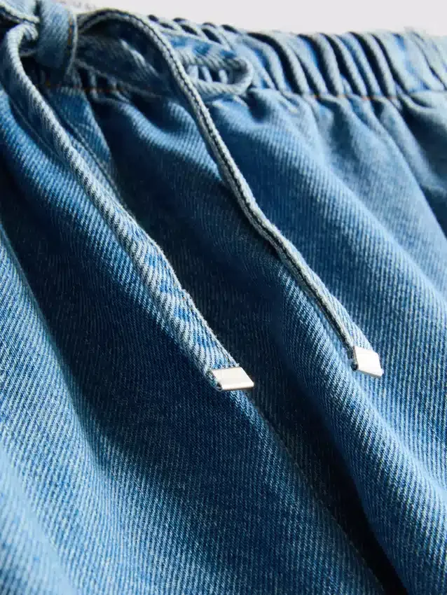 Cotton denim jogger shorts