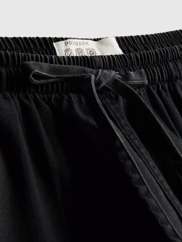 Cotton denim jogger shorts
