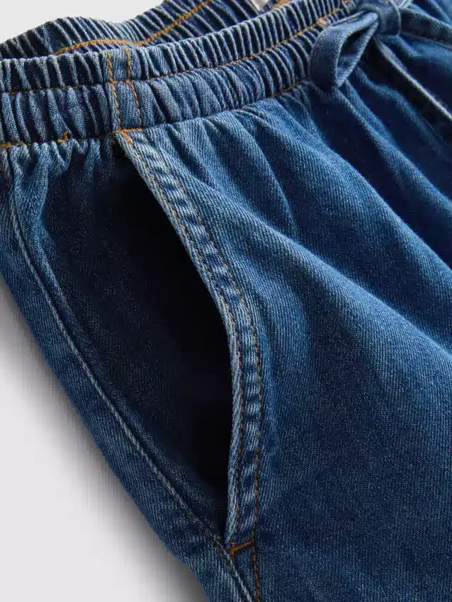 Cotton denim jogger shorts